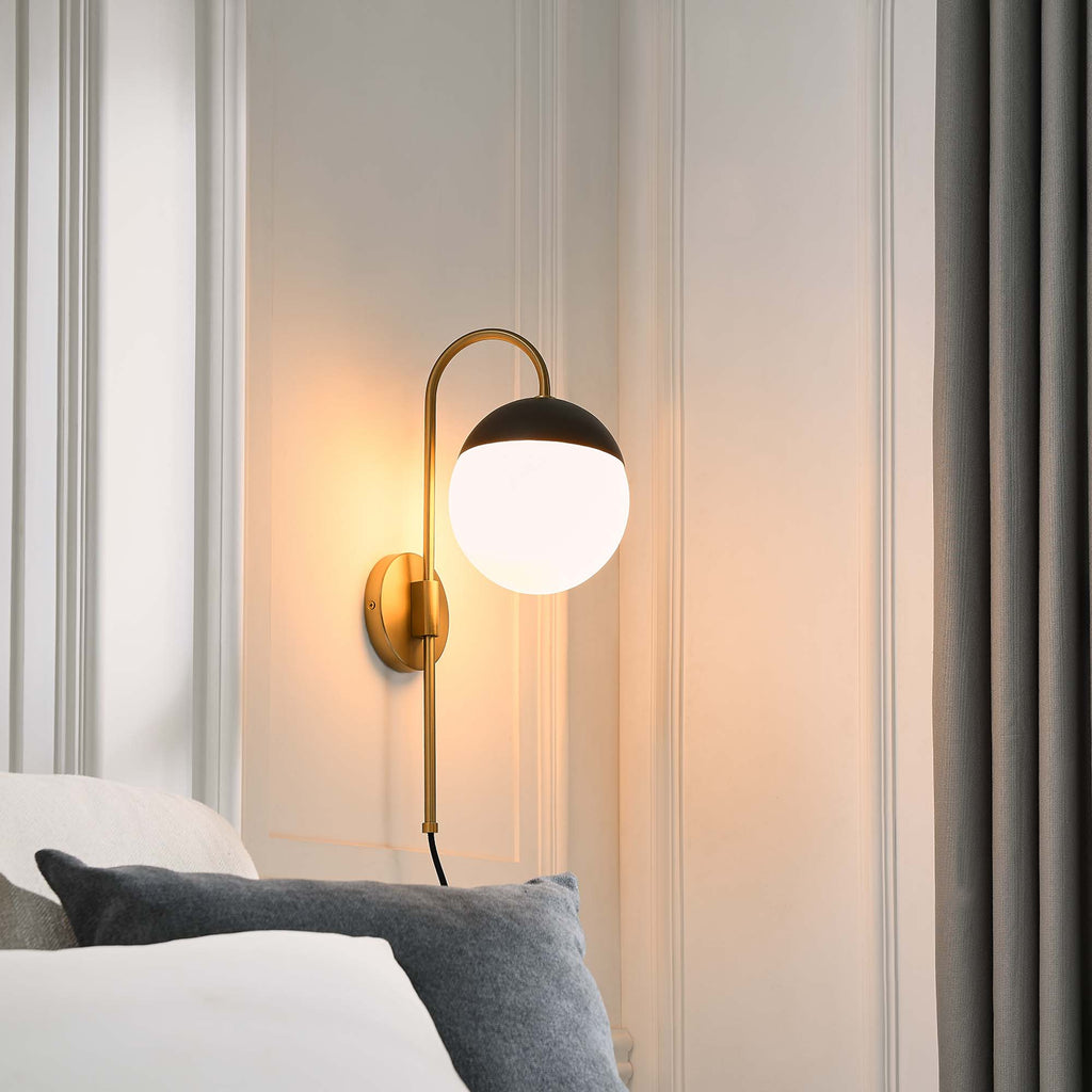 Stellar 1-Light Wall Sconce - Opal Satin Brass