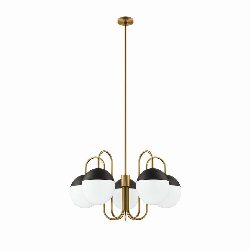 Stellar 5-Light Chandelier - Opal Satin Brass