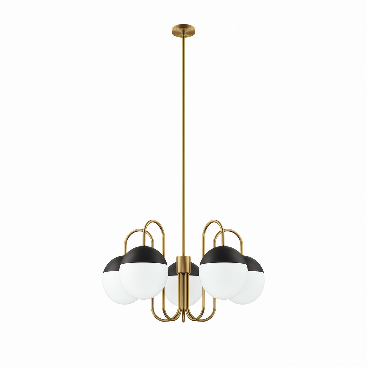 Stellar 5-Light Chandelier - Opal Satin Brass
