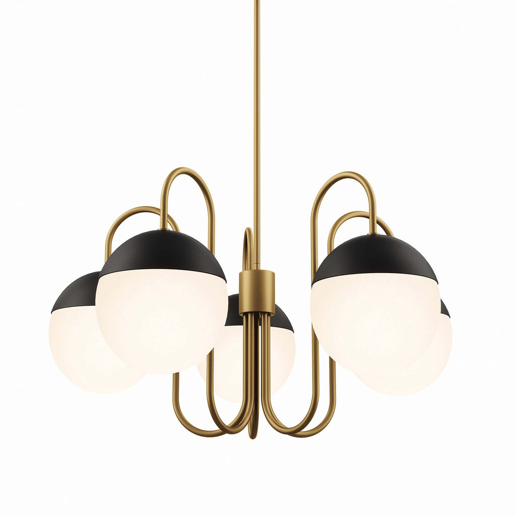 Stellar 5-Light Chandelier - Opal Satin Brass