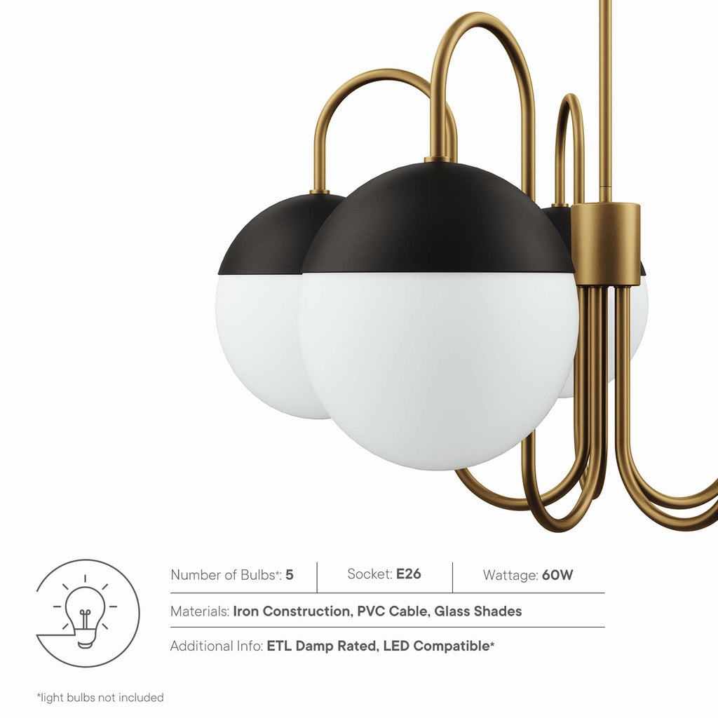 Stellar 5-Light Chandelier - Opal Satin Brass
