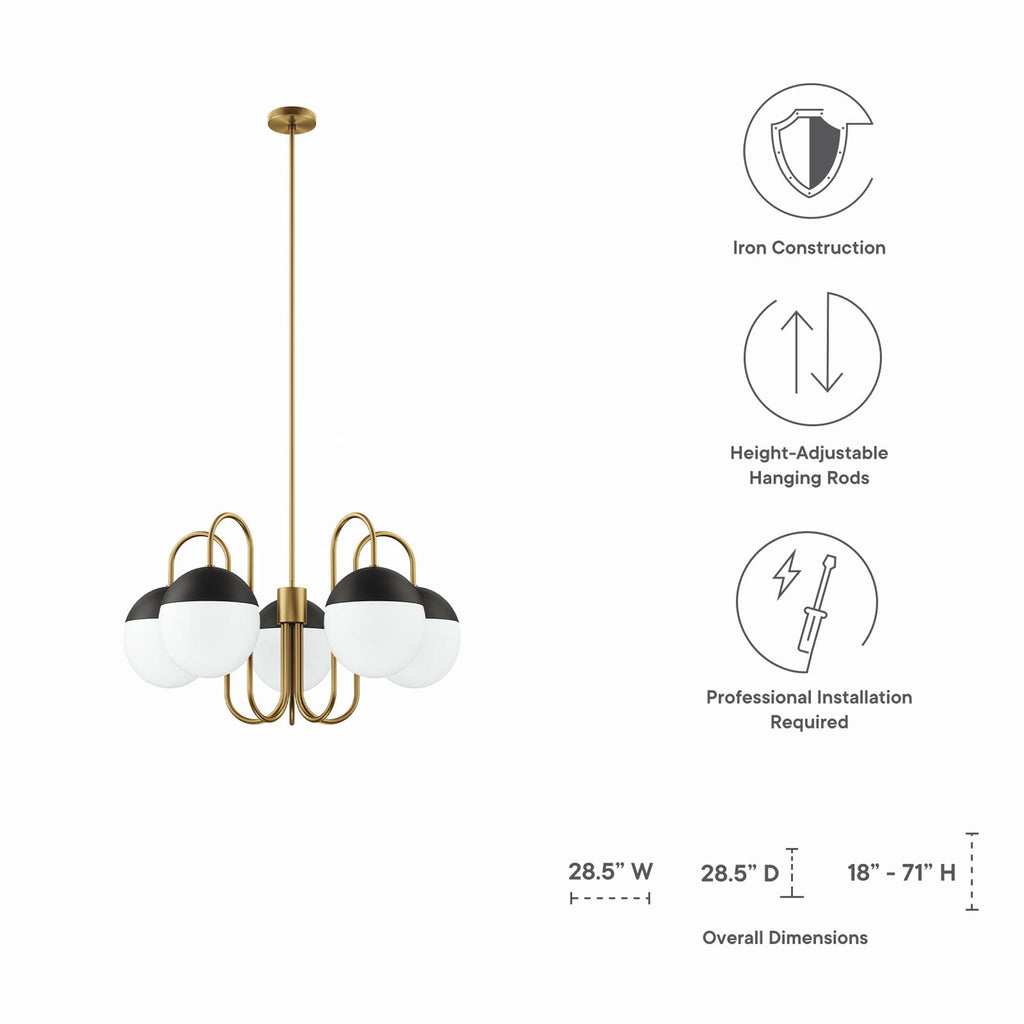 Stellar 5-Light Chandelier - Opal Satin Brass