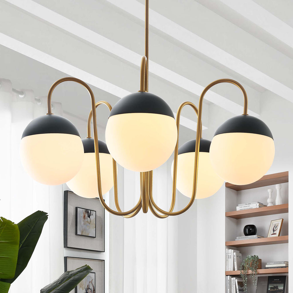 Stellar 5-Light Chandelier - Opal Satin Brass