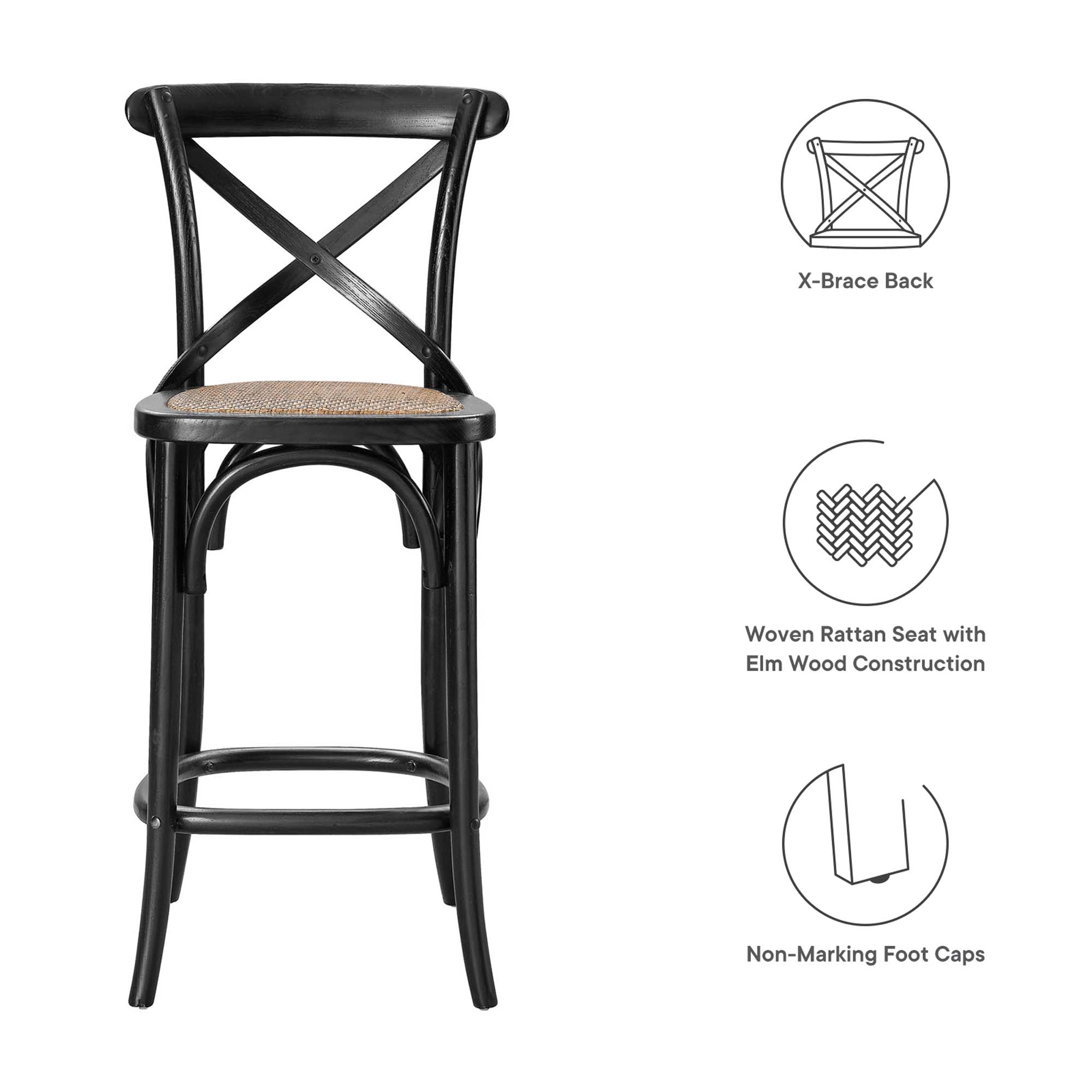Gear Counter Stool - Black (EEI-5667-BLK)