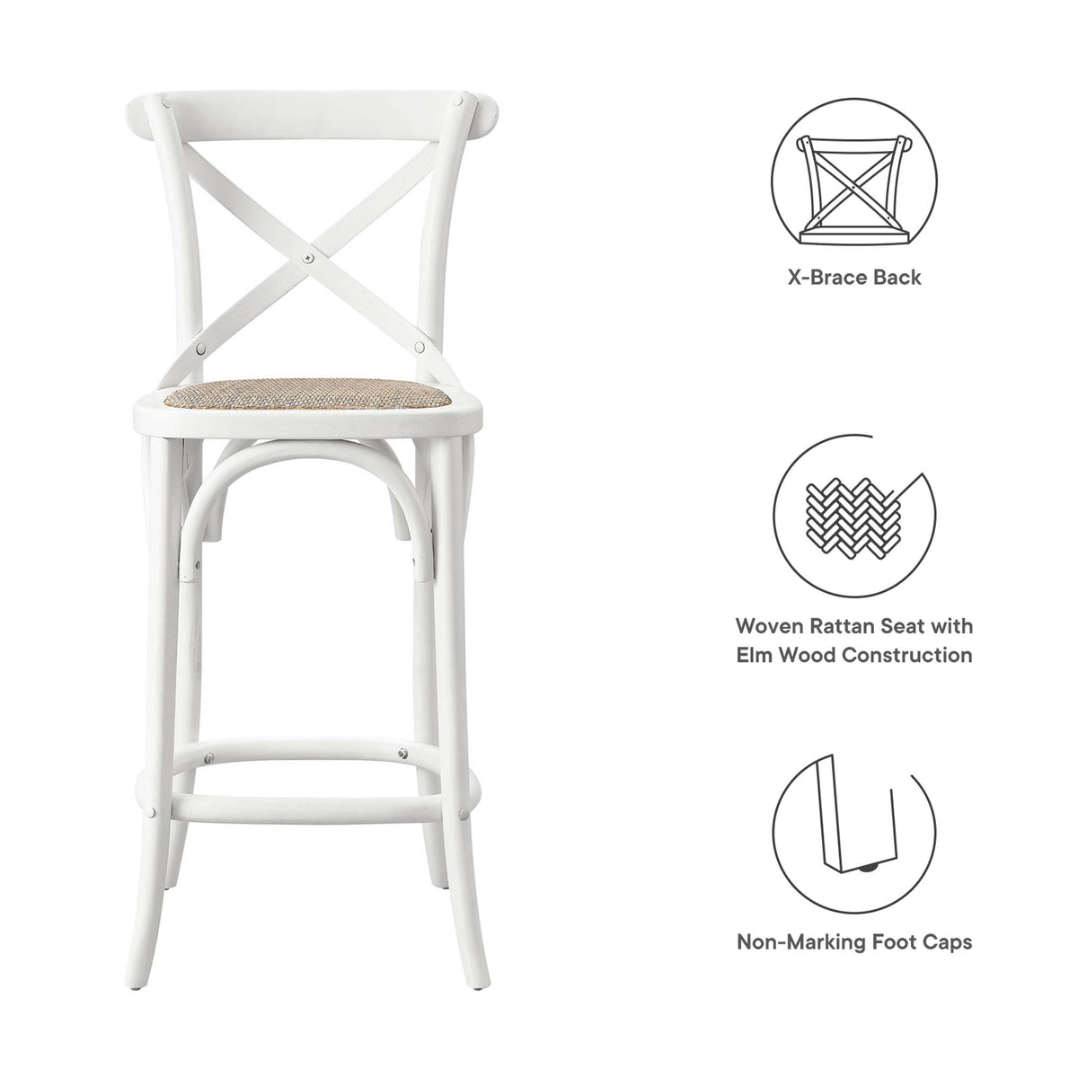 Gear Counter Stool - White (EEI-5667-WHI)