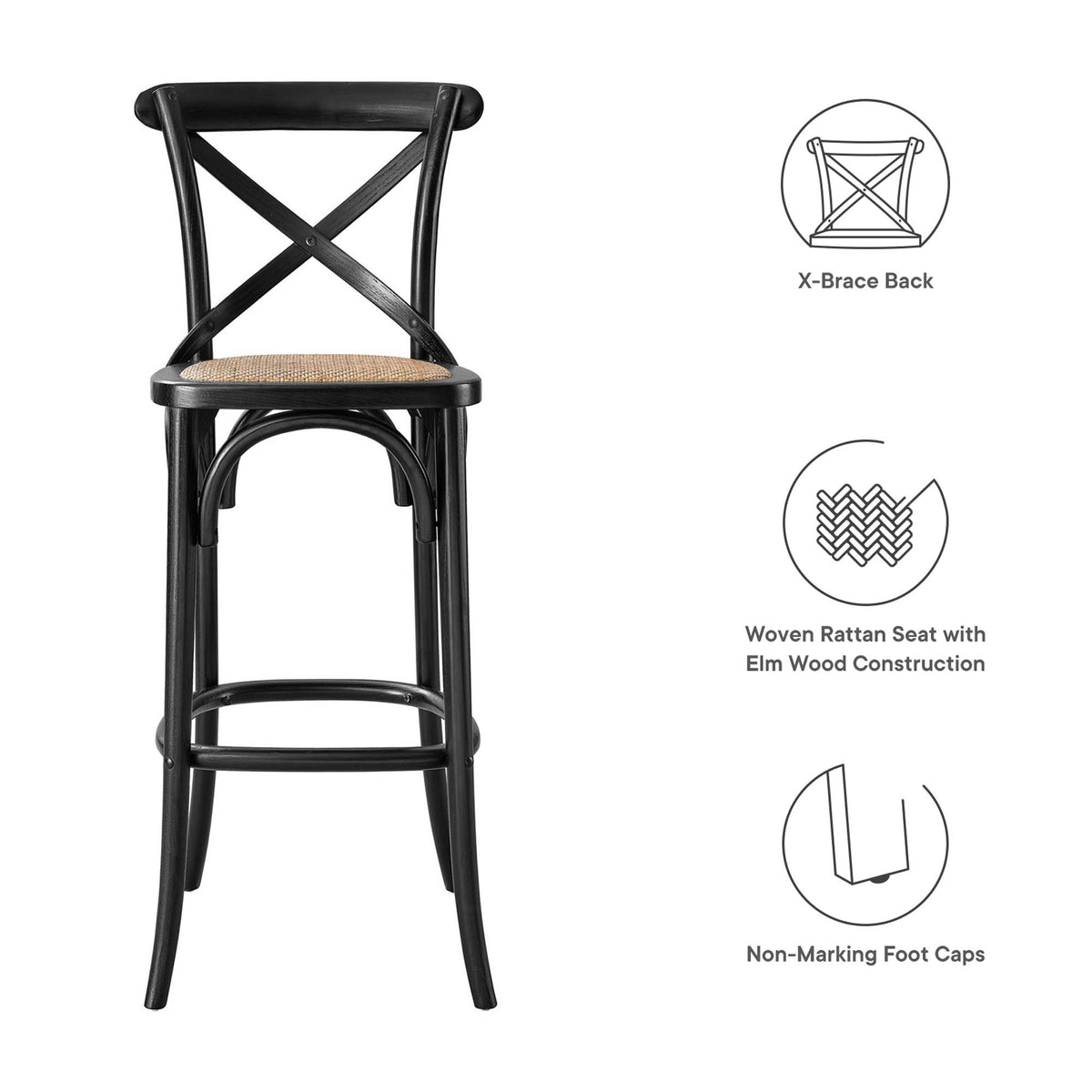 Gear Bar Stool - Black (EEI-5668-BLK)