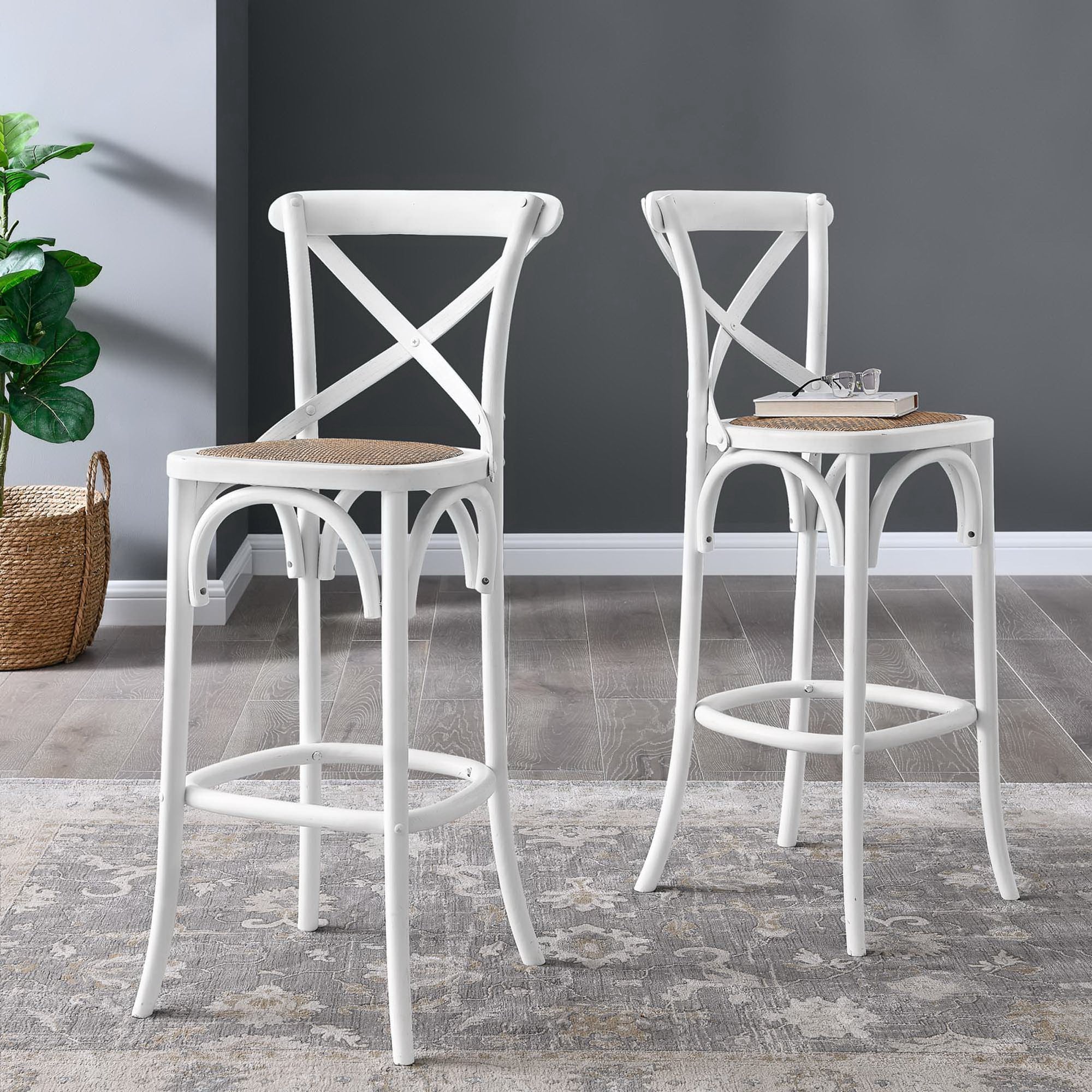 Gear Bar Stool - White (EEI-5668-WHI)