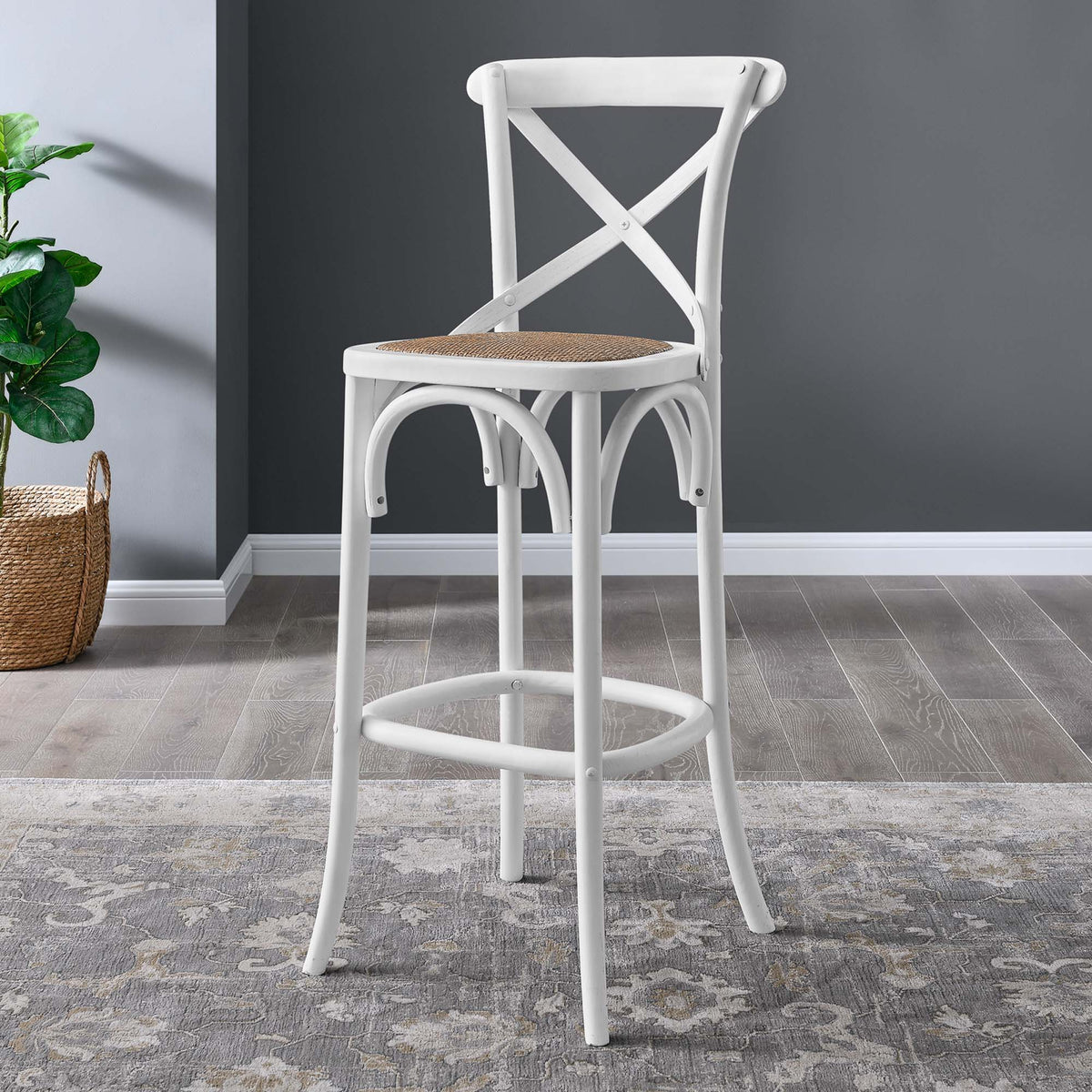 Gear Bar Stool - White (EEI-5668-WHI)