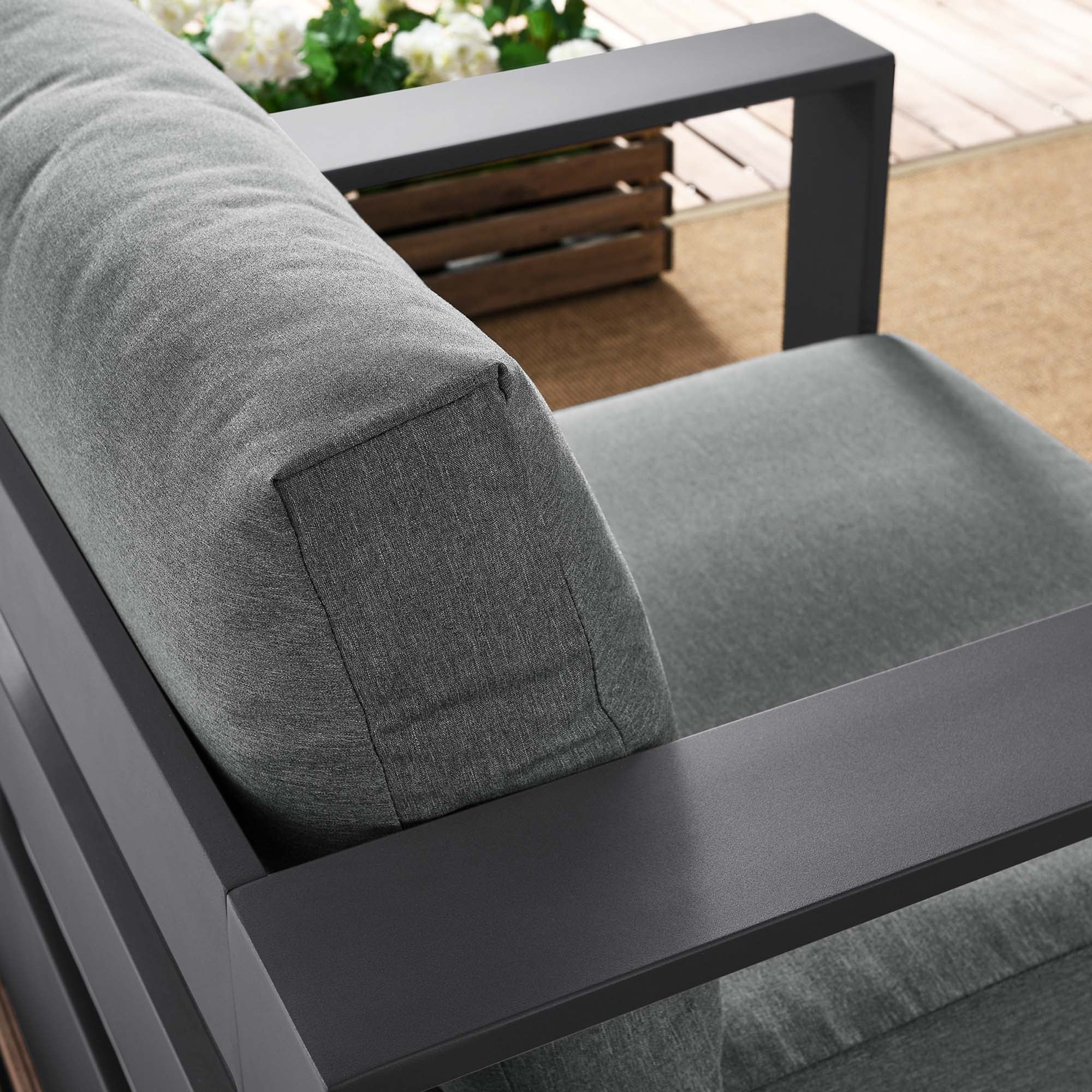 Tahoe Outdoor Patio Powder-Coated Aluminum Armchair - Gray Charcoal