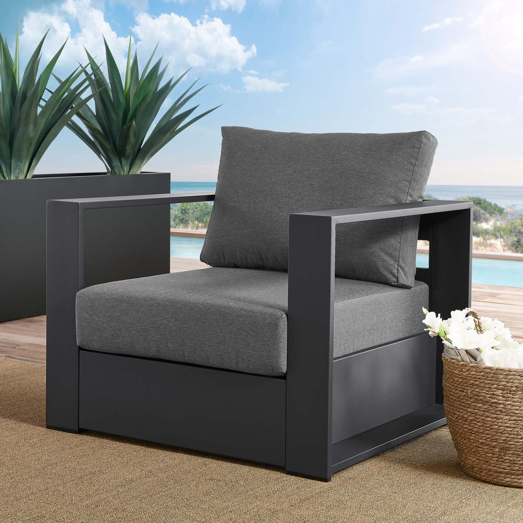 Tahoe Outdoor Patio Powder-Coated Aluminum Armchair - Gray Charcoal
