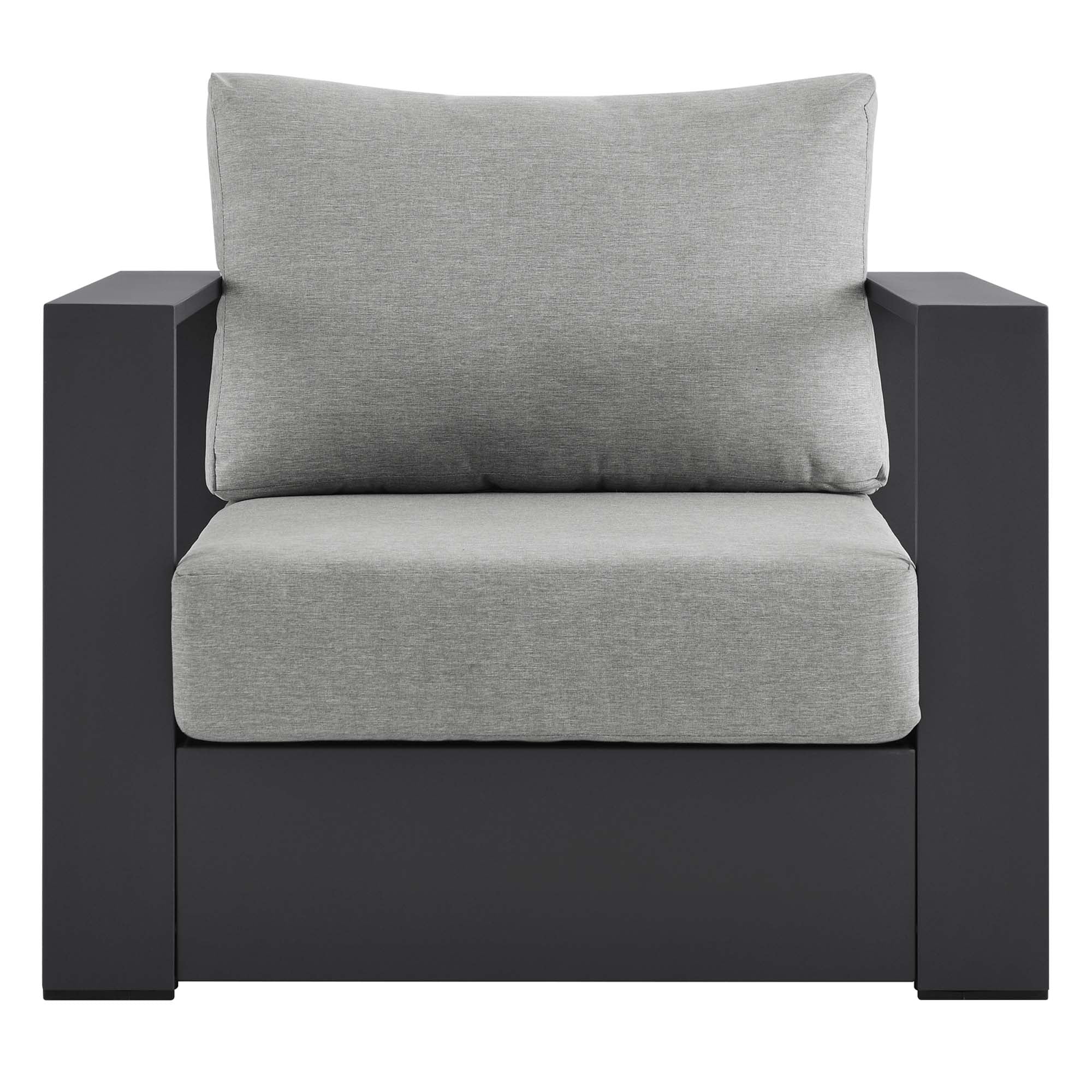 Tahoe Outdoor Patio Powder-Coated Aluminum Armchair - Gray Gray