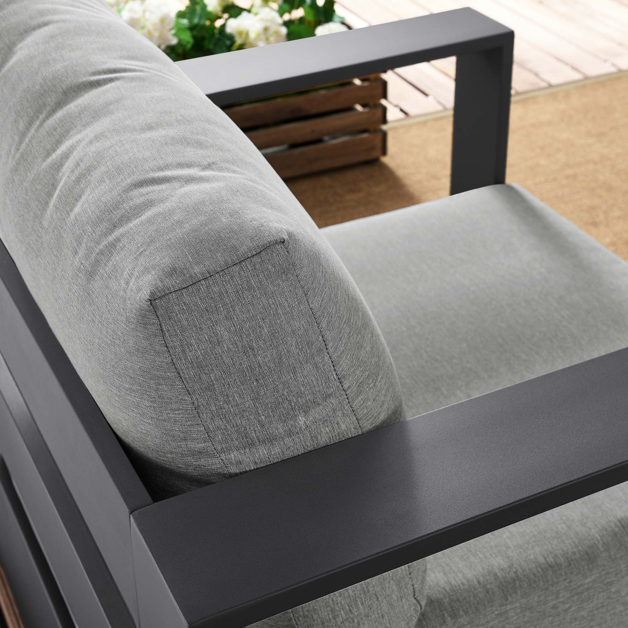 Tahoe Outdoor Patio Powder-Coated Aluminum Armchair - Gray Gray