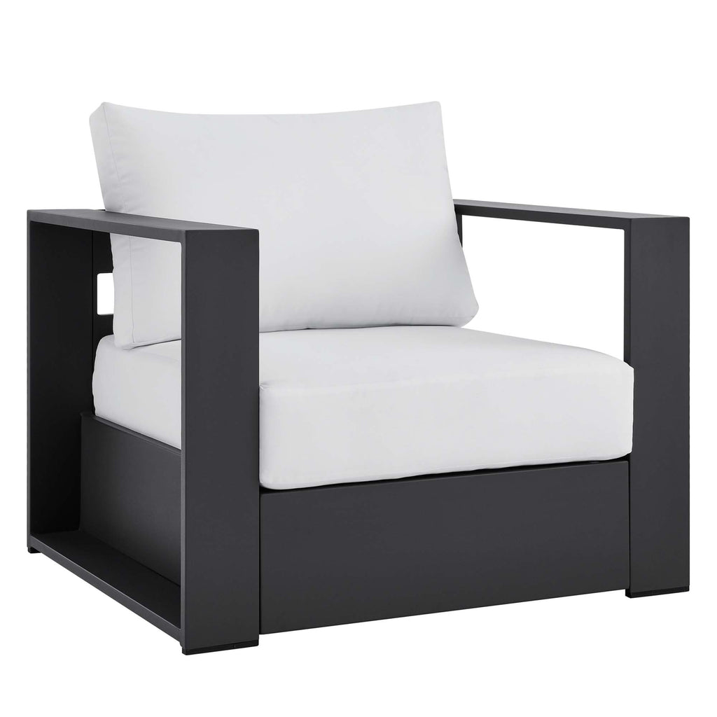 Tahoe Outdoor Patio Powder-Coated Aluminum Armchair - Gray White