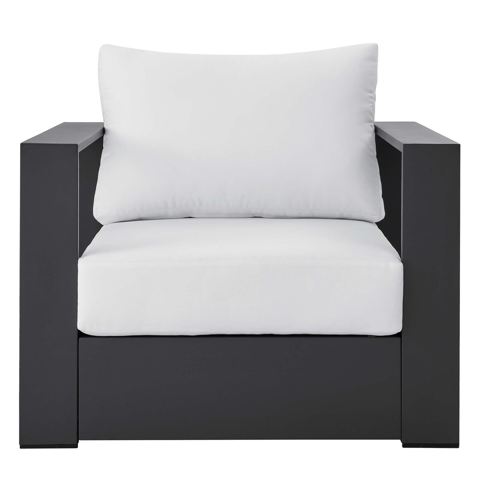 Tahoe Outdoor Patio Powder-Coated Aluminum Armchair - Gray White
