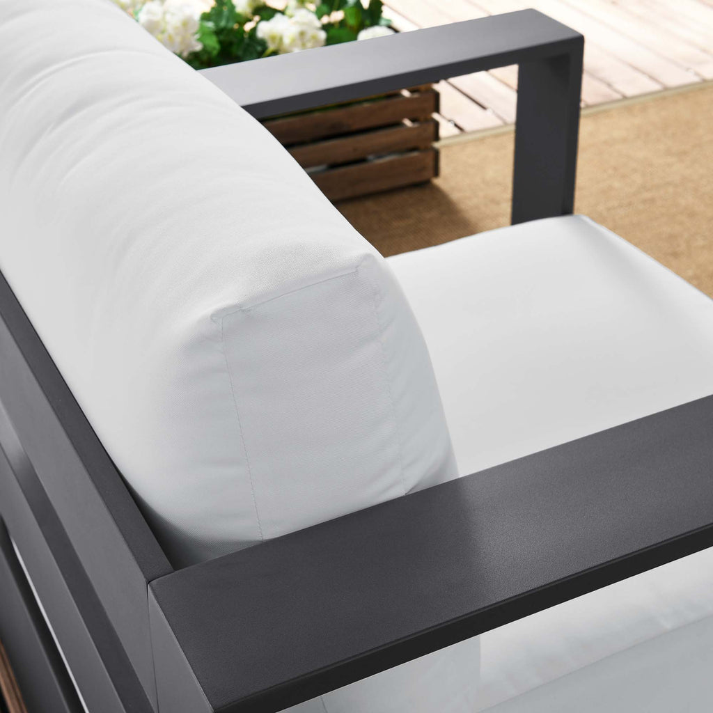 Tahoe Outdoor Patio Powder-Coated Aluminum Armchair - Gray White