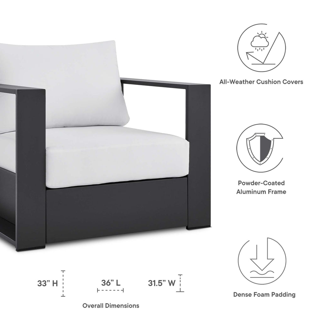 Tahoe Outdoor Patio Powder-Coated Aluminum Armchair - Gray White