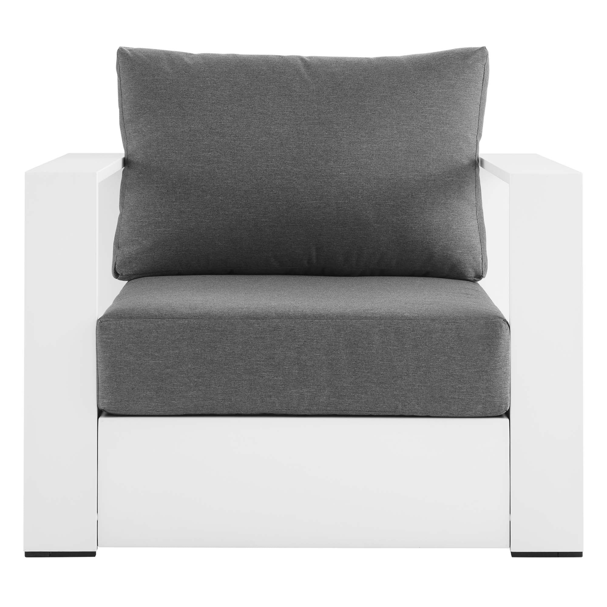 Tahoe Outdoor Patio Powder-Coated Aluminum Armchair - White Charcoal