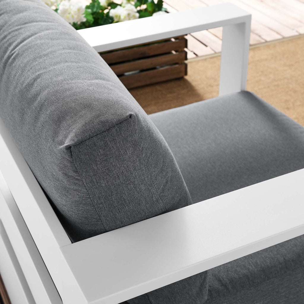 Tahoe Outdoor Patio Powder-Coated Aluminum Armchair - White Charcoal