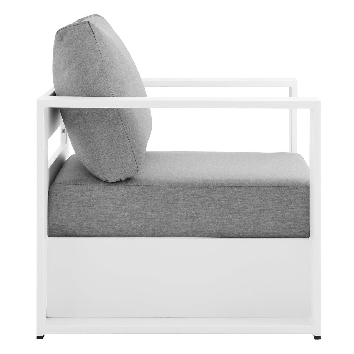 Tahoe Outdoor Patio Powder-Coated Aluminum Armchair - White Gray