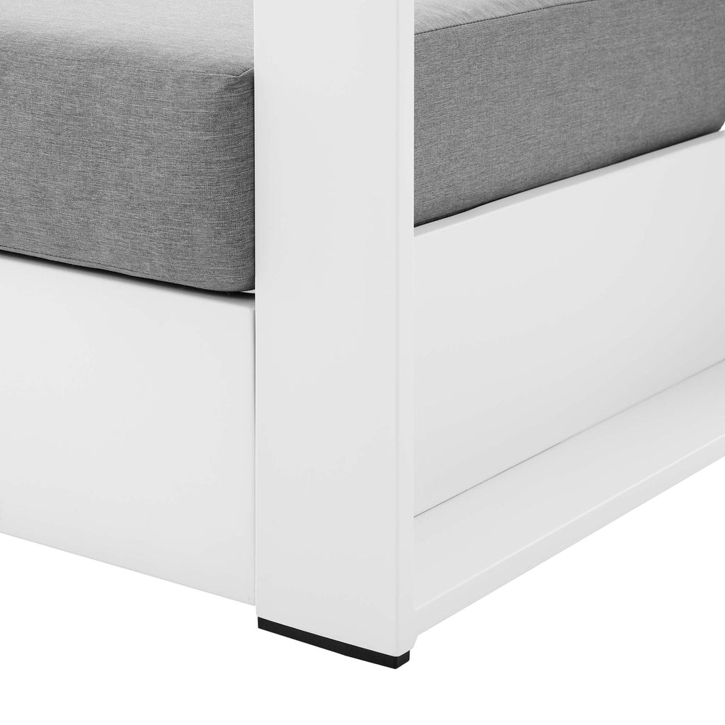 Tahoe Outdoor Patio Powder-Coated Aluminum Armchair - White Gray