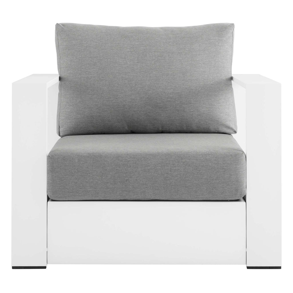 Tahoe Outdoor Patio Powder-Coated Aluminum Armchair - White Gray