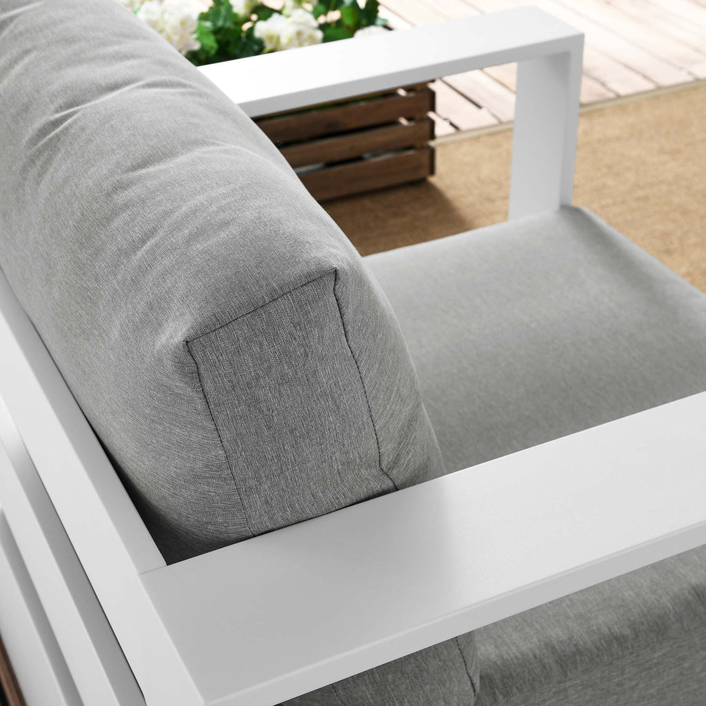 Tahoe Outdoor Patio Powder-Coated Aluminum Armchair - White Gray