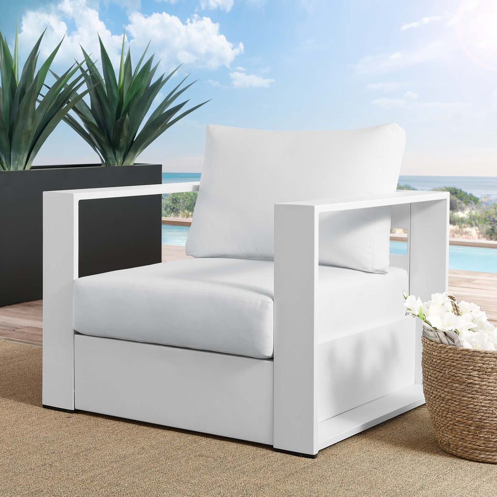 Tahoe Outdoor Patio Powder-Coated Aluminum Armchair - White White