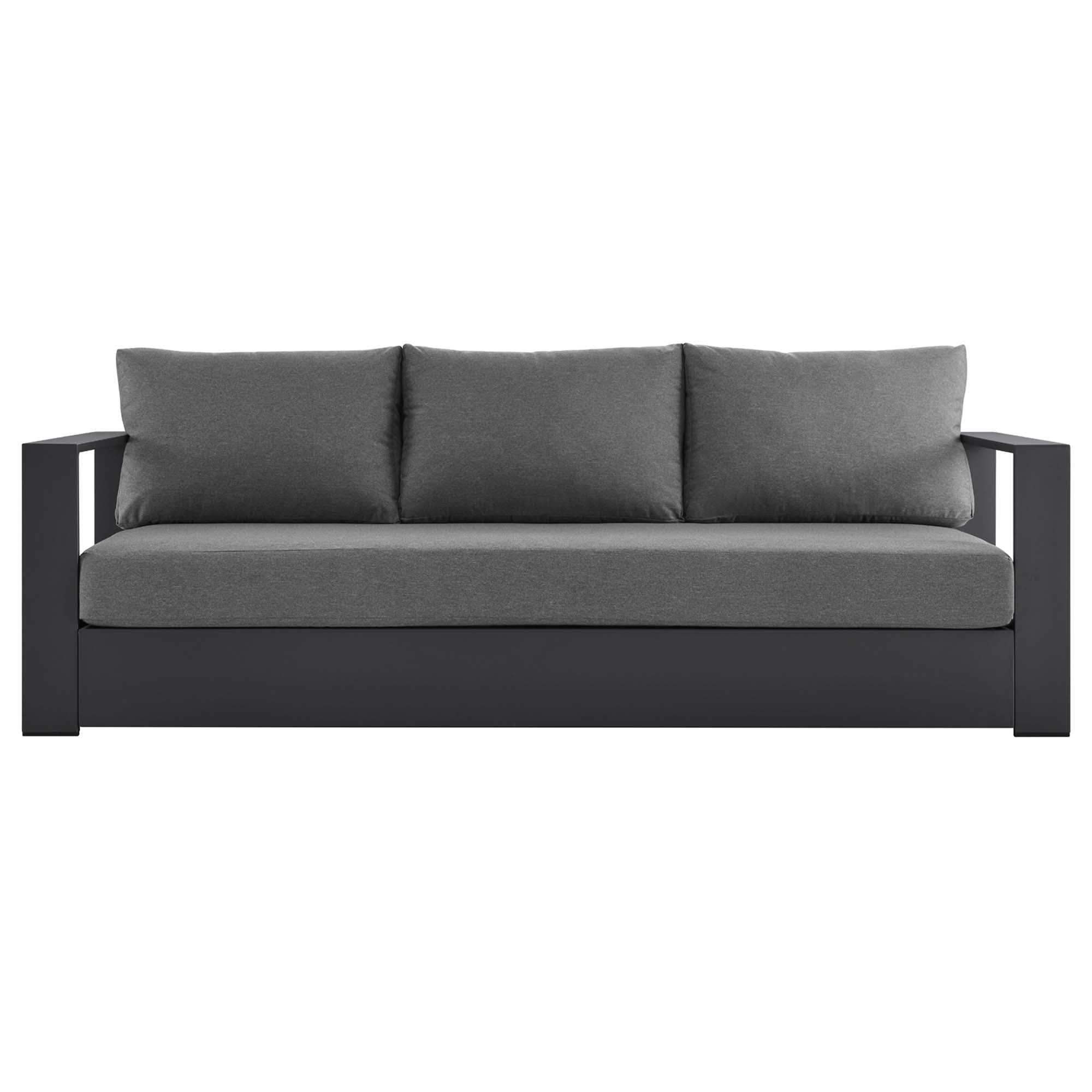 Tahoe Outdoor Patio Powder-Coated Aluminum Sofa - Gray Charcoal