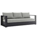Tahoe Outdoor Patio Powder-Coated Aluminum Sofa - Gray Gray