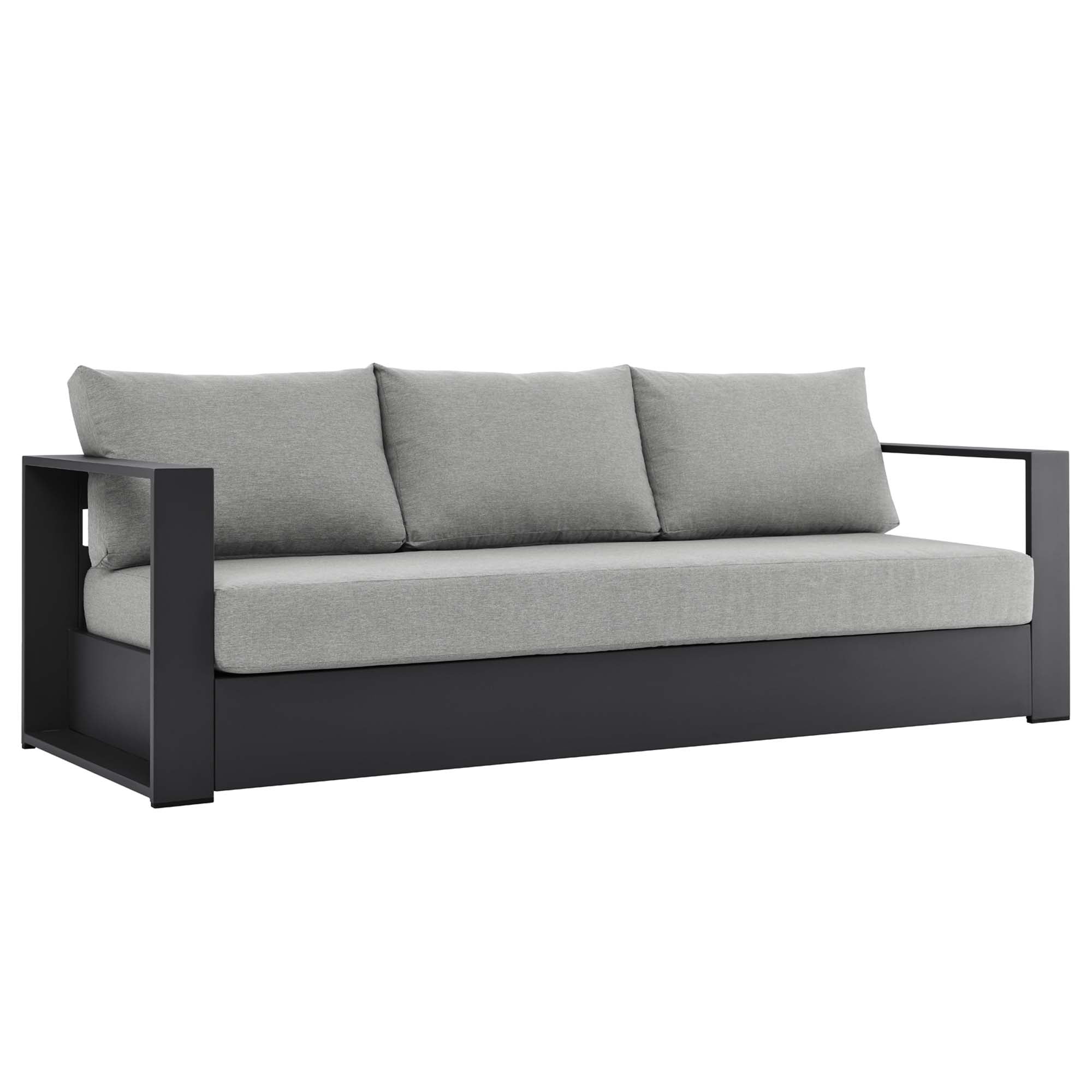 Tahoe Outdoor Patio Powder-Coated Aluminum Sofa - Gray Gray