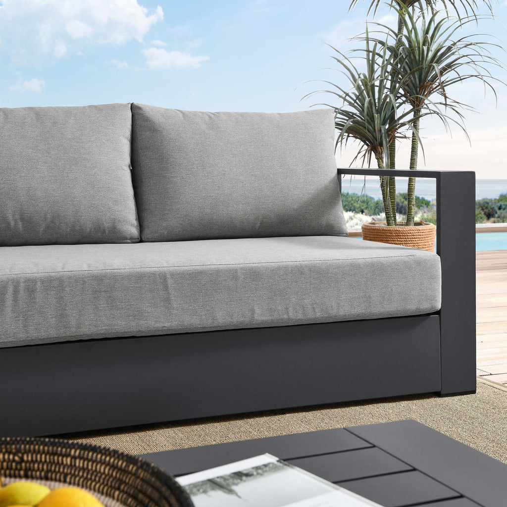 Tahoe Outdoor Patio Powder-Coated Aluminum Sofa - Gray Gray