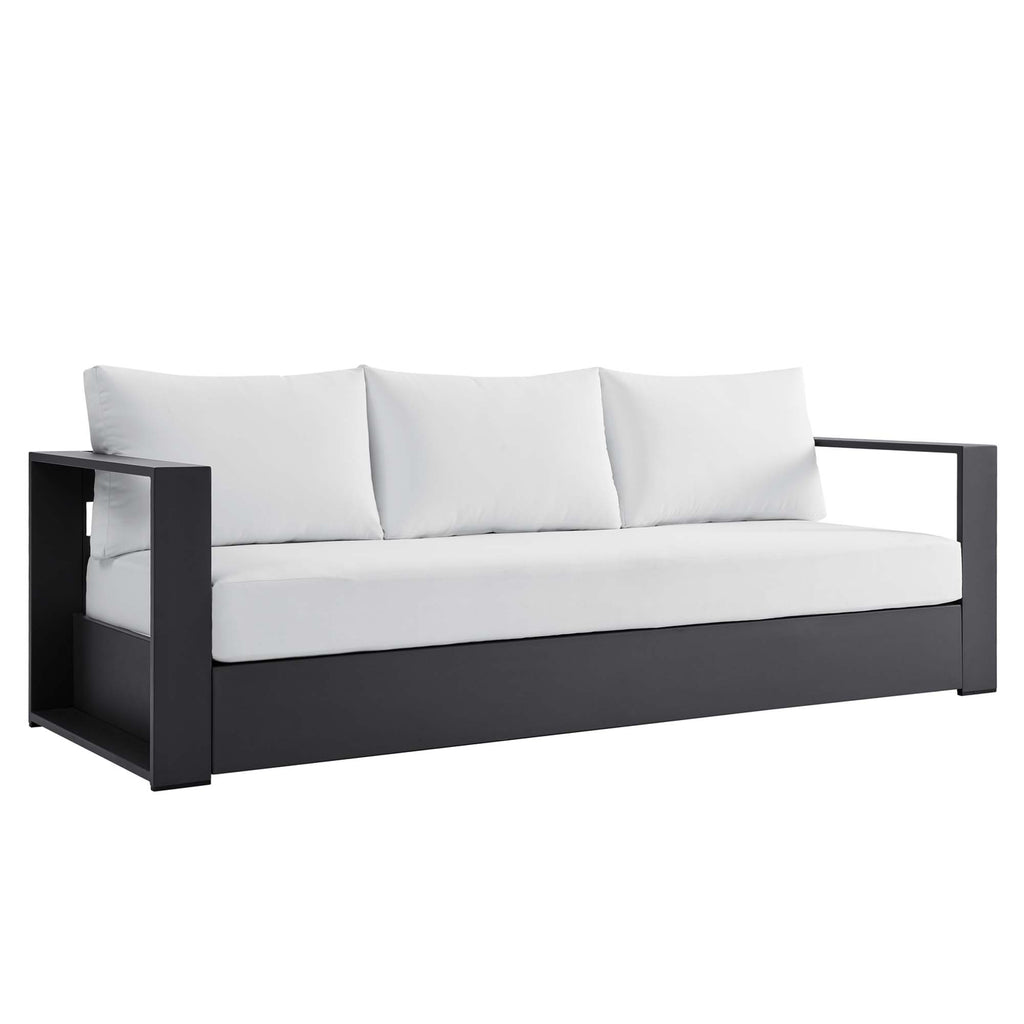 Tahoe Outdoor Patio Powder-Coated Aluminum Sofa - Gray White