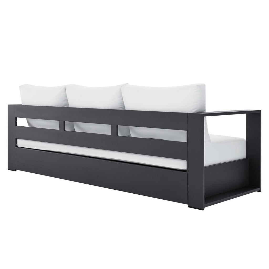 Tahoe Outdoor Patio Powder-Coated Aluminum Sofa - Gray White
