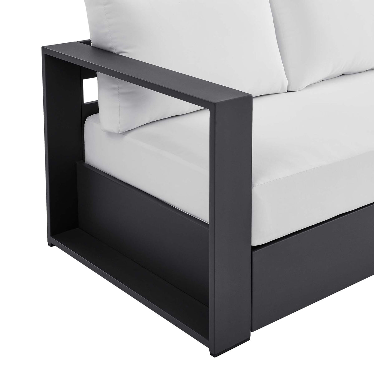 Tahoe Outdoor Patio Powder-Coated Aluminum Sofa - Gray White