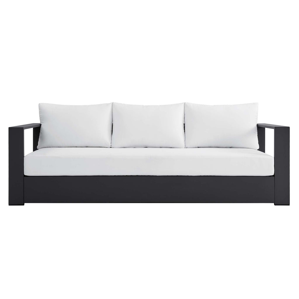 Tahoe Outdoor Patio Powder-Coated Aluminum Sofa - Gray White