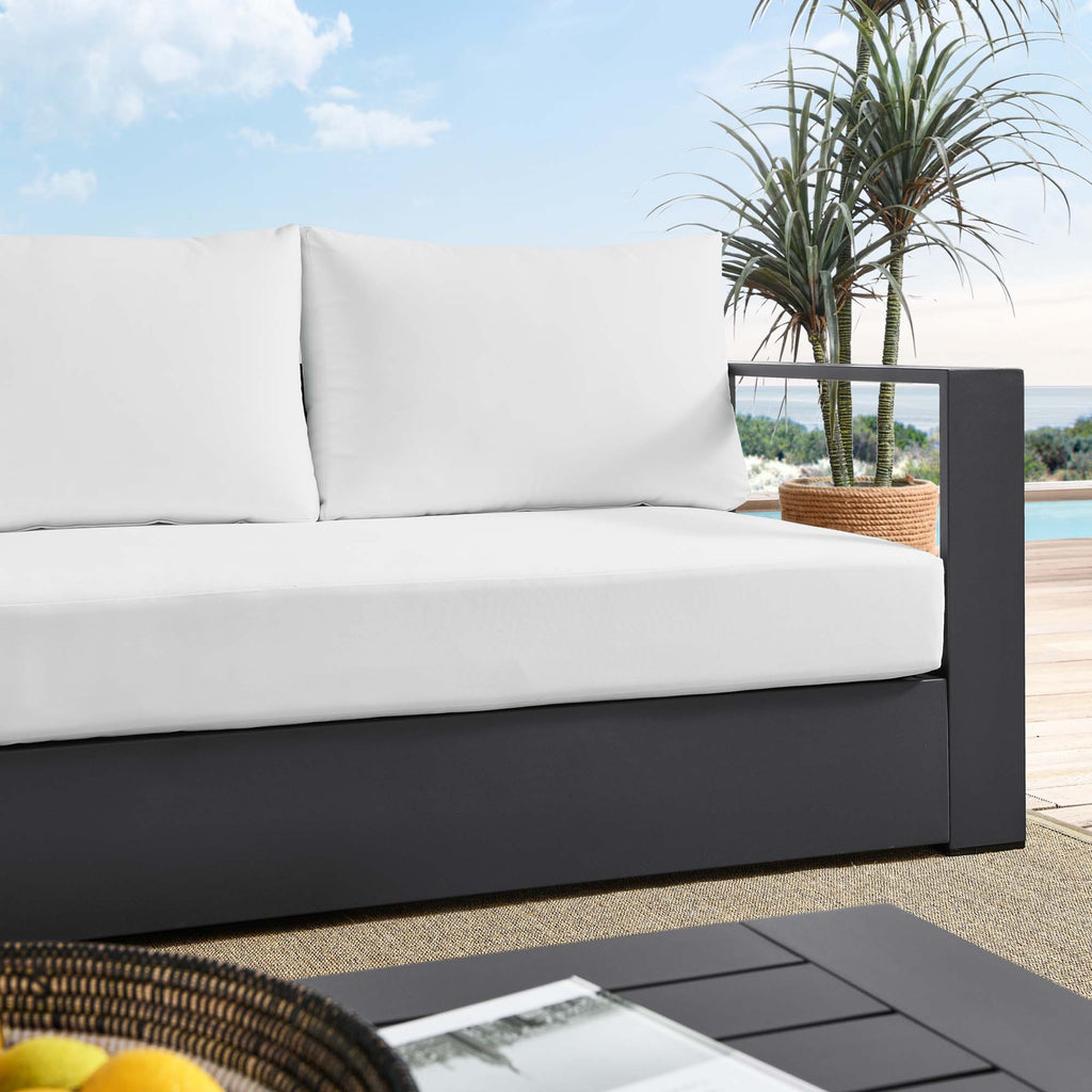 Tahoe Outdoor Patio Powder-Coated Aluminum Sofa - Gray White
