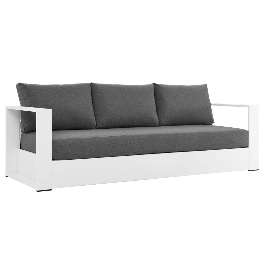 Tahoe Outdoor Patio Powder-Coated Aluminum Sofa - White Charcoal