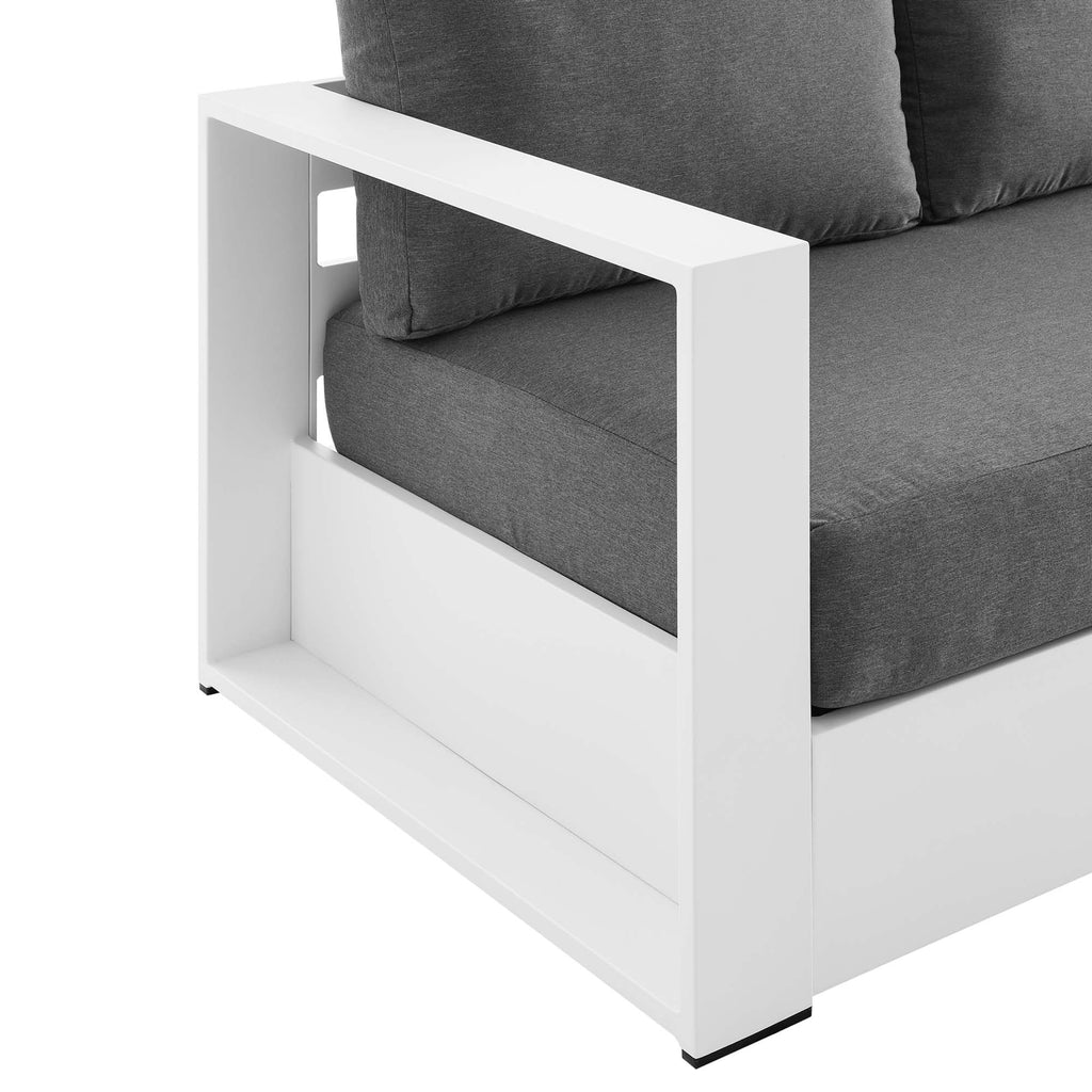 Tahoe Outdoor Patio Powder-Coated Aluminum Sofa - White Charcoal
