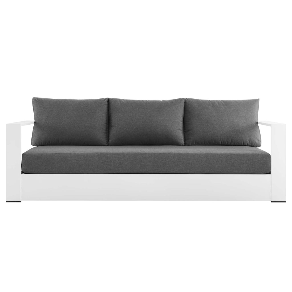 Tahoe Outdoor Patio Powder-Coated Aluminum Sofa - White Charcoal
