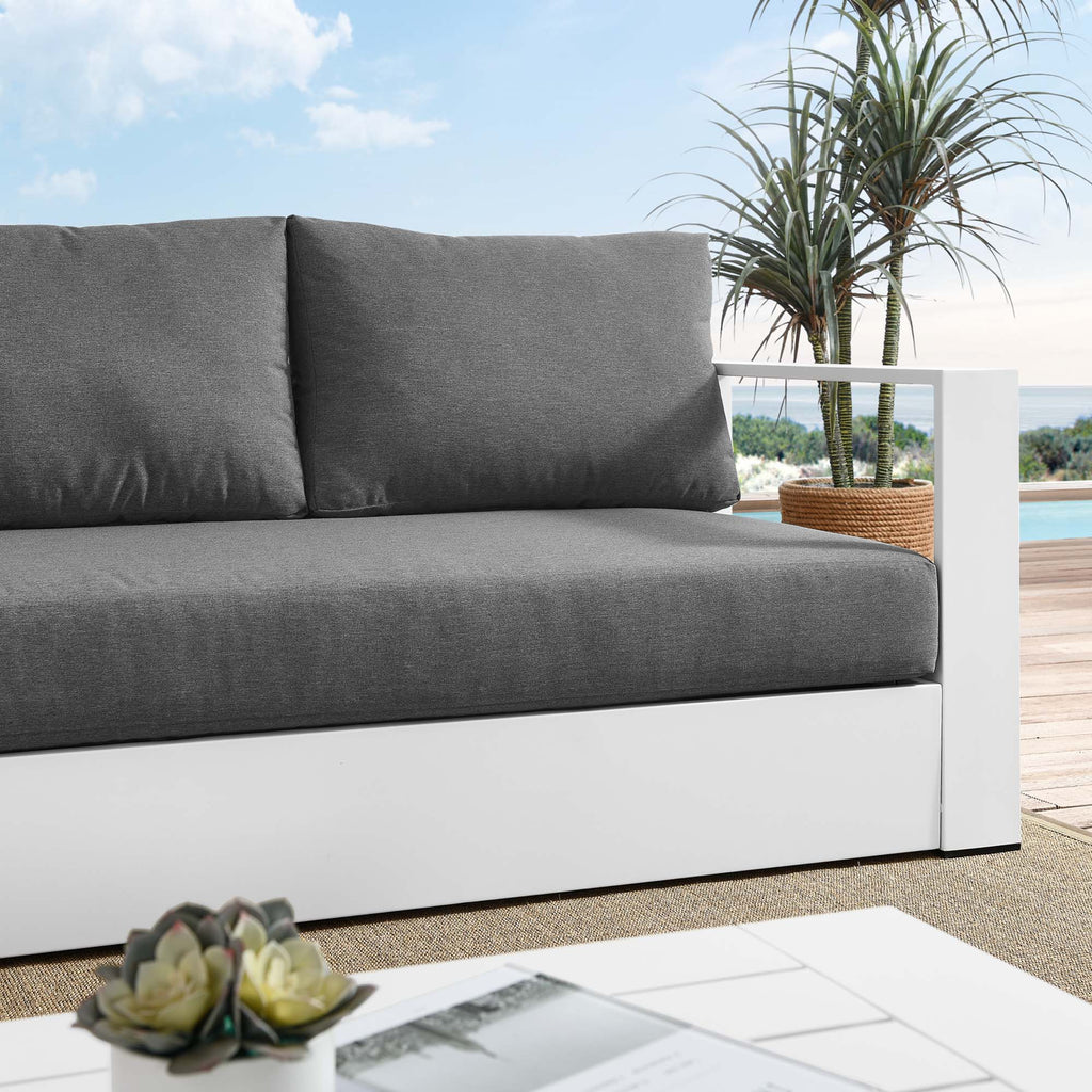 Tahoe Outdoor Patio Powder-Coated Aluminum Sofa - White Charcoal