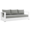 Tahoe Outdoor Patio Powder-Coated Aluminum Sofa - White Gray