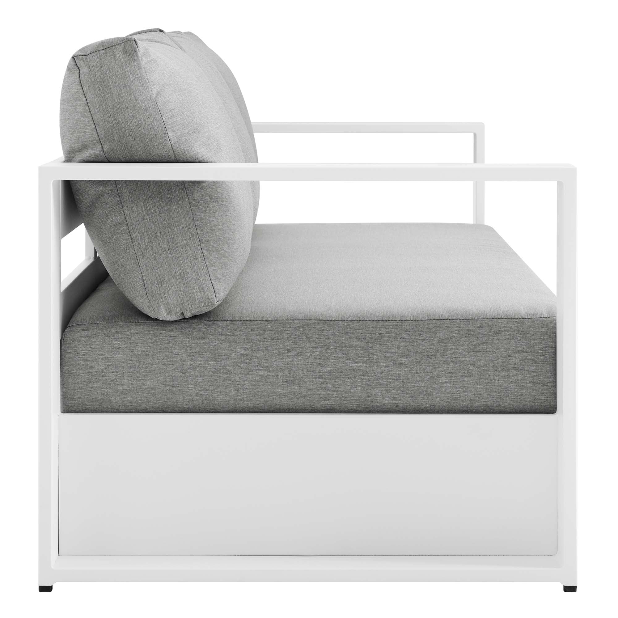 Tahoe Outdoor Patio Powder-Coated Aluminum Sofa - White Gray