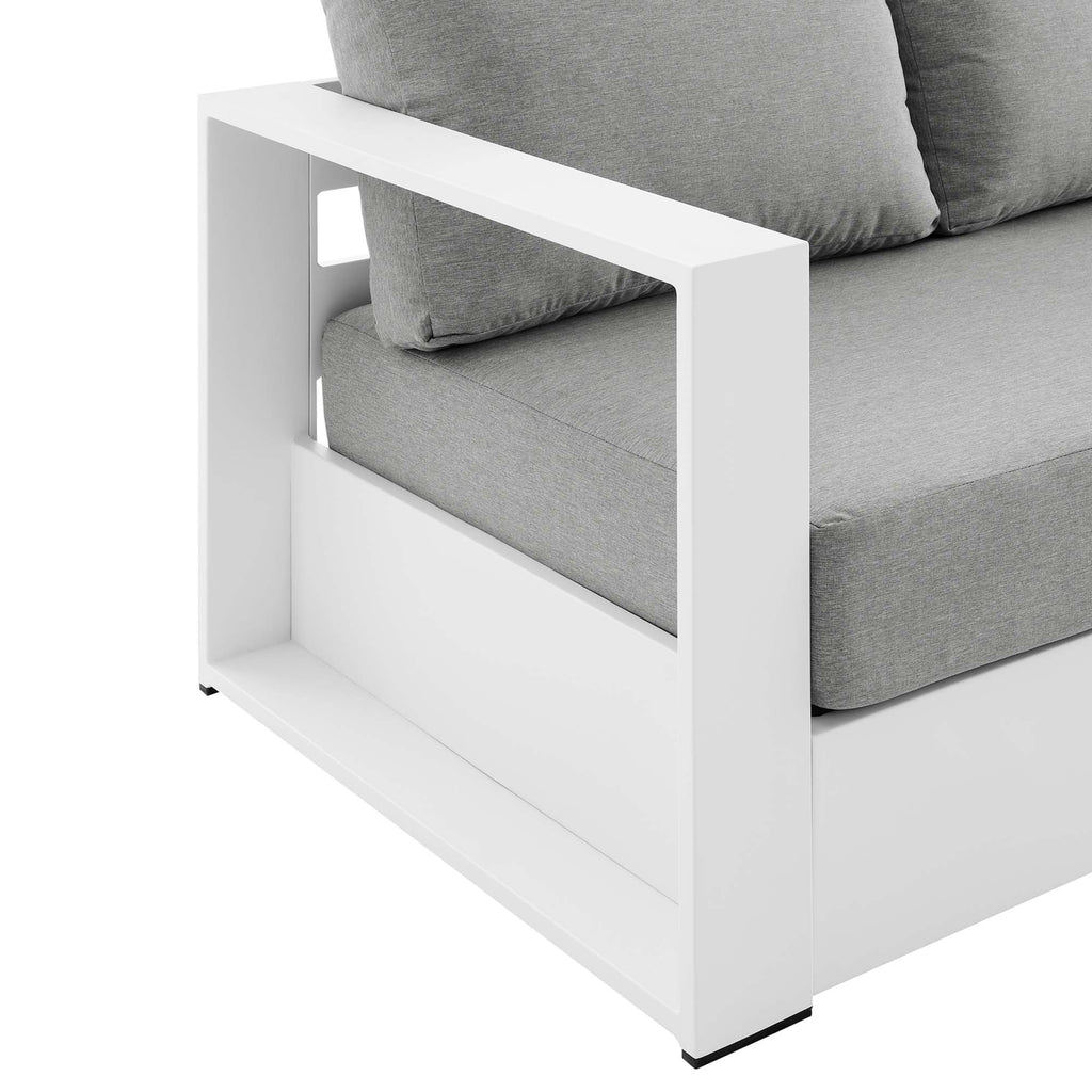 Tahoe Outdoor Patio Powder-Coated Aluminum Sofa - White Gray