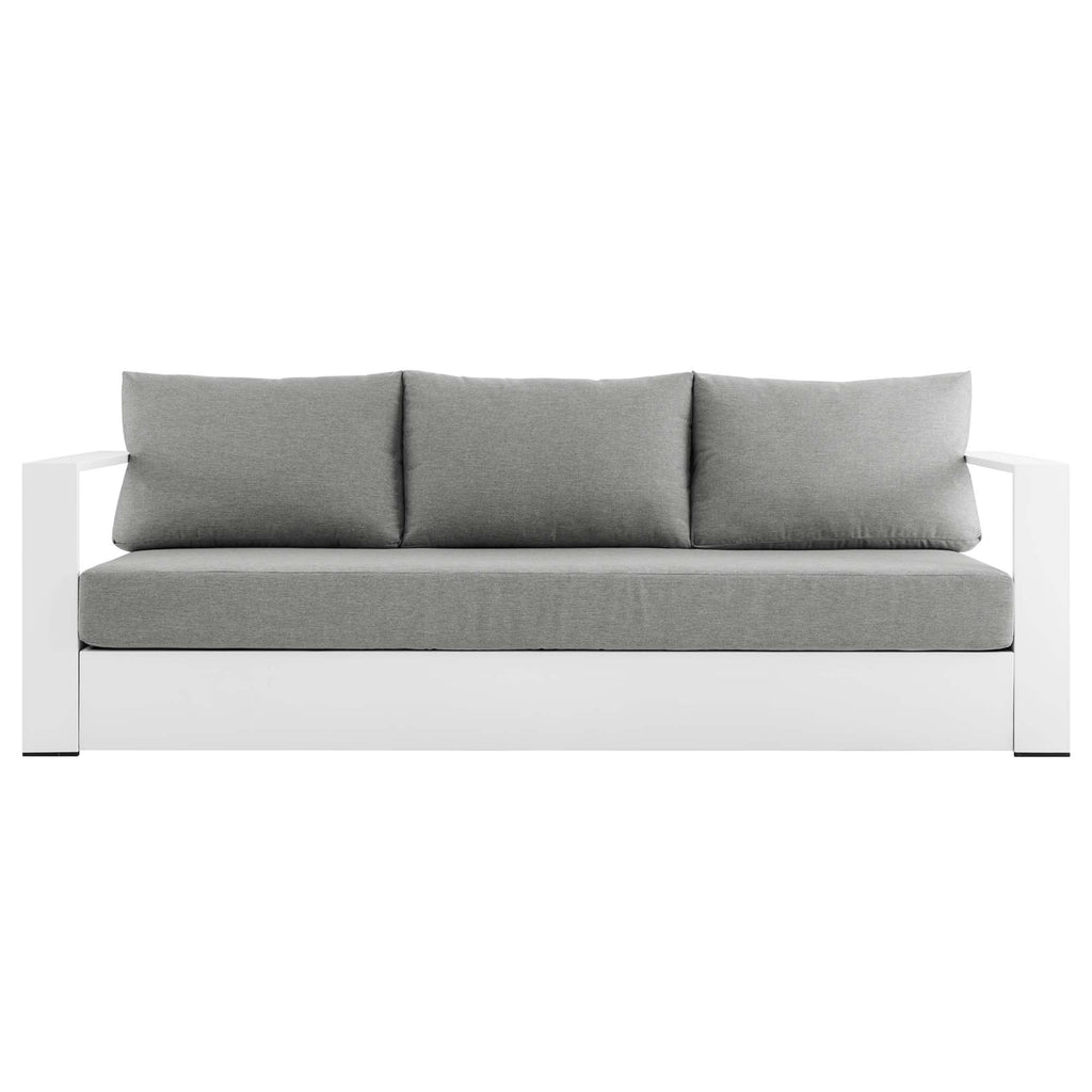 Tahoe Outdoor Patio Powder-Coated Aluminum Sofa - White Gray