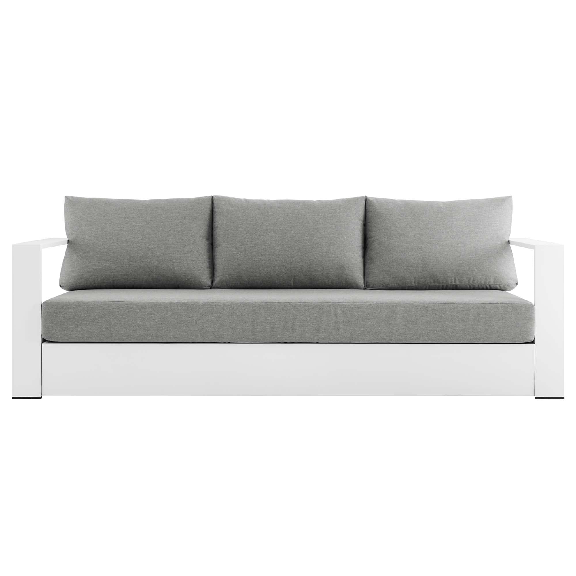 Tahoe Outdoor Patio Powder-Coated Aluminum Sofa - White Gray