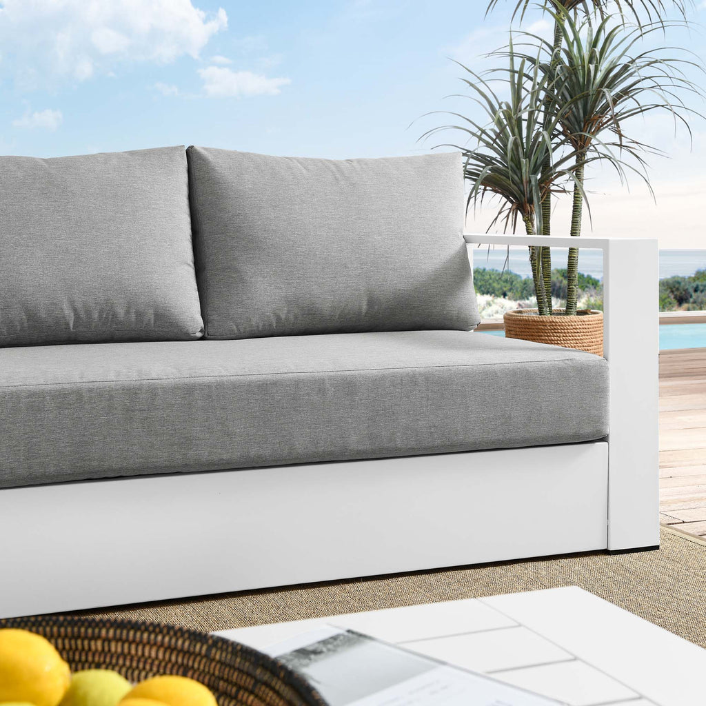 Tahoe Outdoor Patio Powder-Coated Aluminum Sofa - White Gray