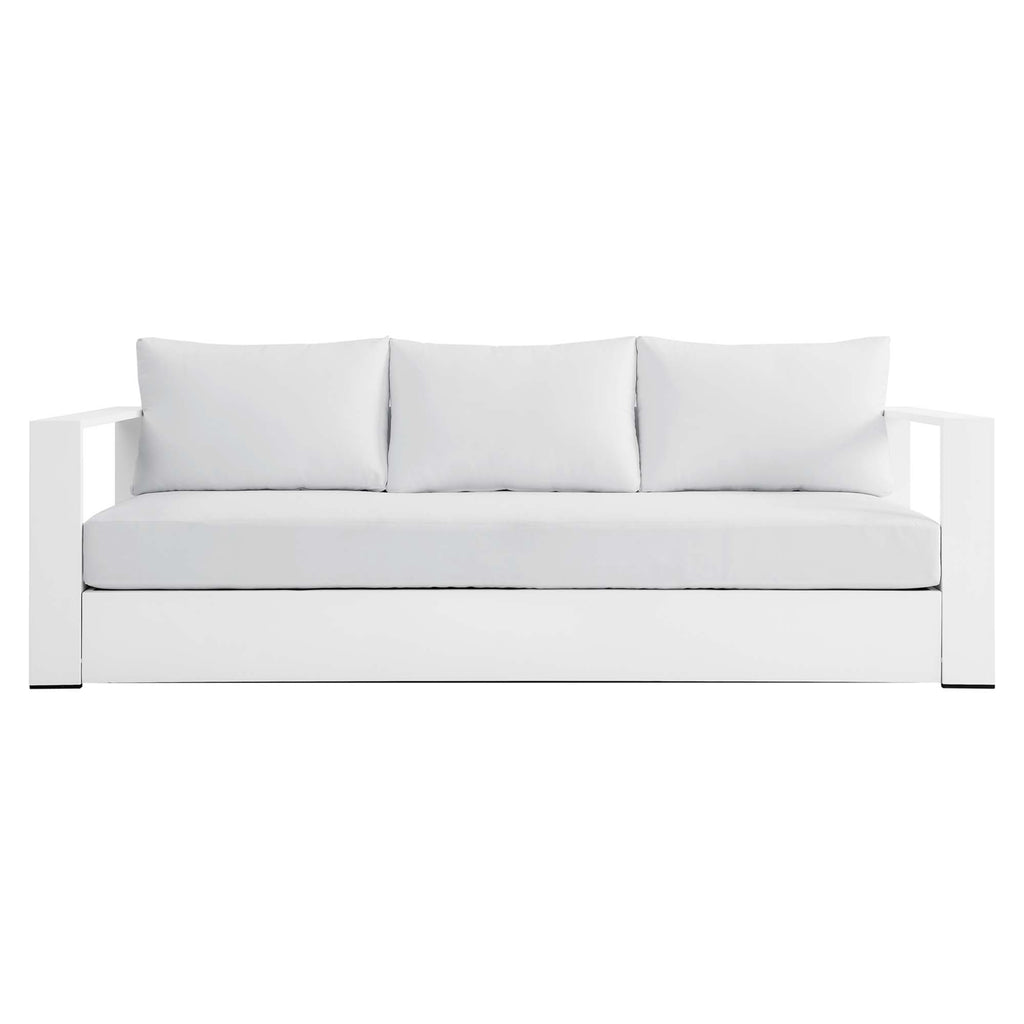 Tahoe Outdoor Patio Powder-Coated Aluminum Sofa - White White