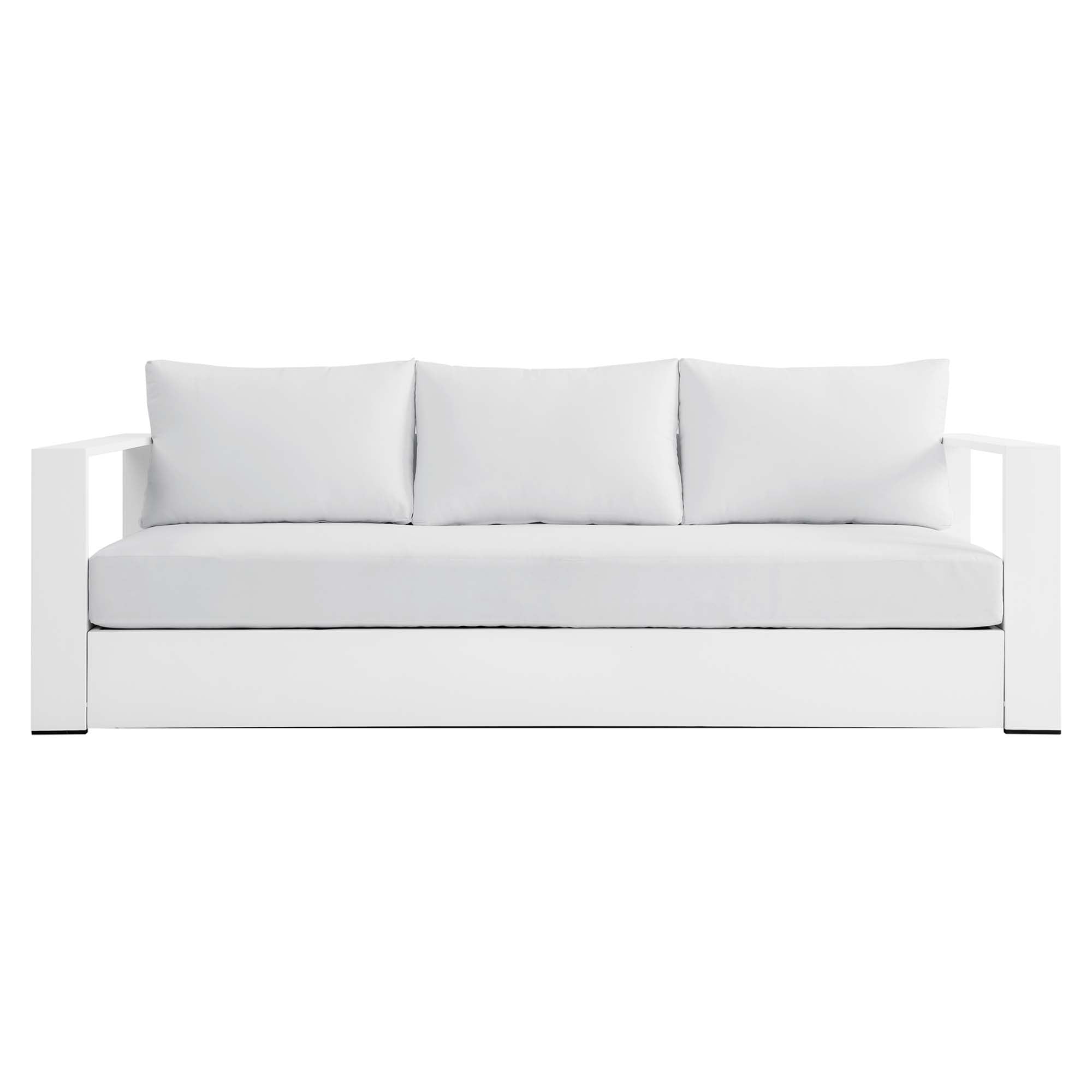 Tahoe Outdoor Patio Powder-Coated Aluminum Sofa - White White