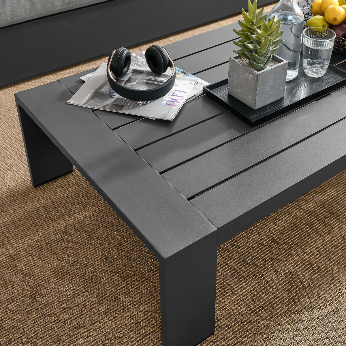 Tahoe Outdoor Patio Powder-Coated Aluminum Coffee Table - Gray