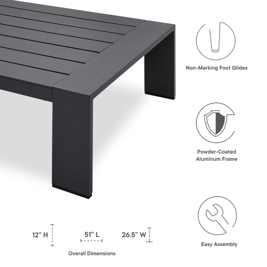 Tahoe Outdoor Patio Powder-Coated Aluminum Coffee Table - Gray